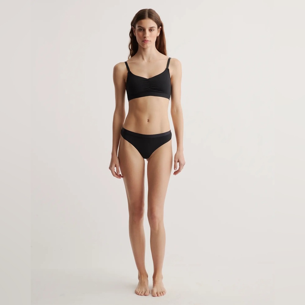 New Quince Micromodal Thong 6 Pack Black Sz S